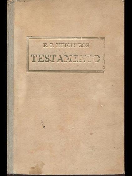 Testamento - R. C. Hutchinson - copertina