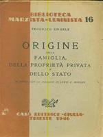 L' origine della famiglia della proprietà privata e dello Stato