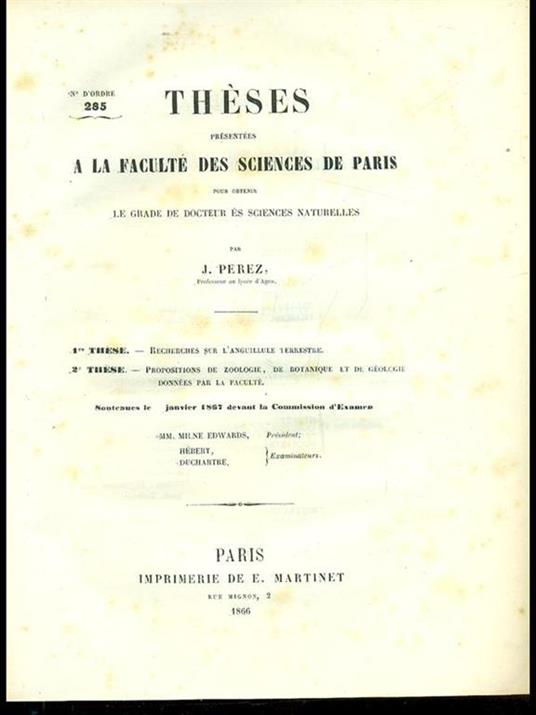 Theses presentees a la faculté des sciences de Paris - copertina