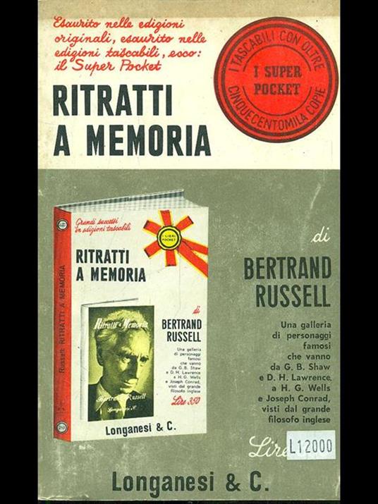 Ritratti a memoria - Bertrand Russell - copertina