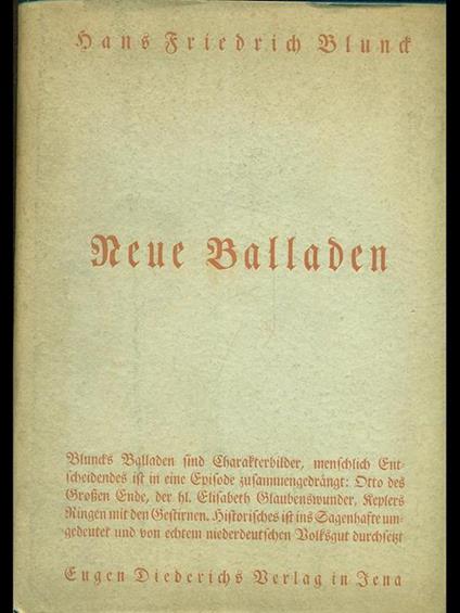 Neue balladen - Hans Friedrich - copertina