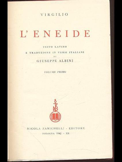L' Eneide - volume primo - Publio Virgilio Marone - copertina