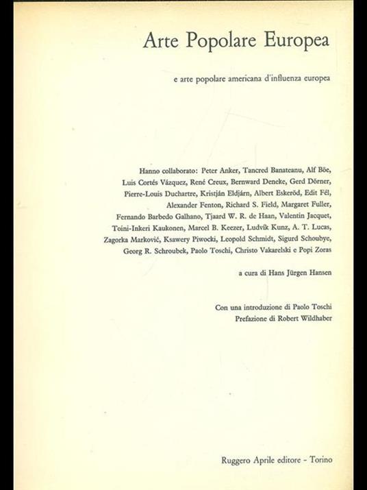 Arte popolare europea - copertina