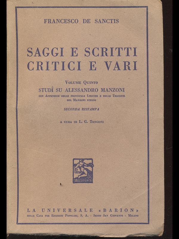 Saggi e scritti critici e vari- volume quinto