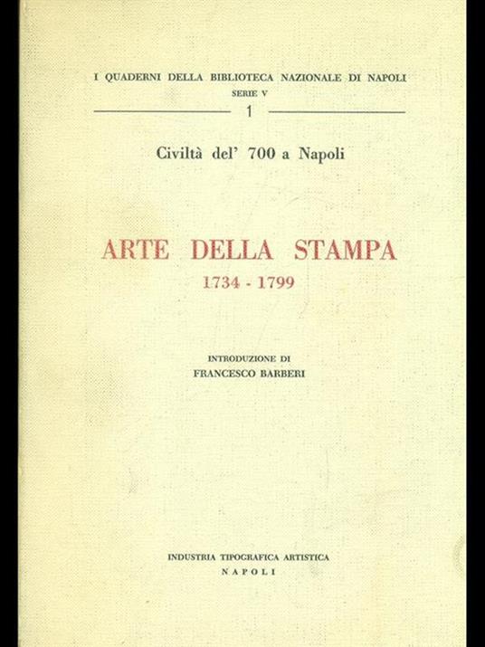 Arte della stampa 1734-1799 - copertina