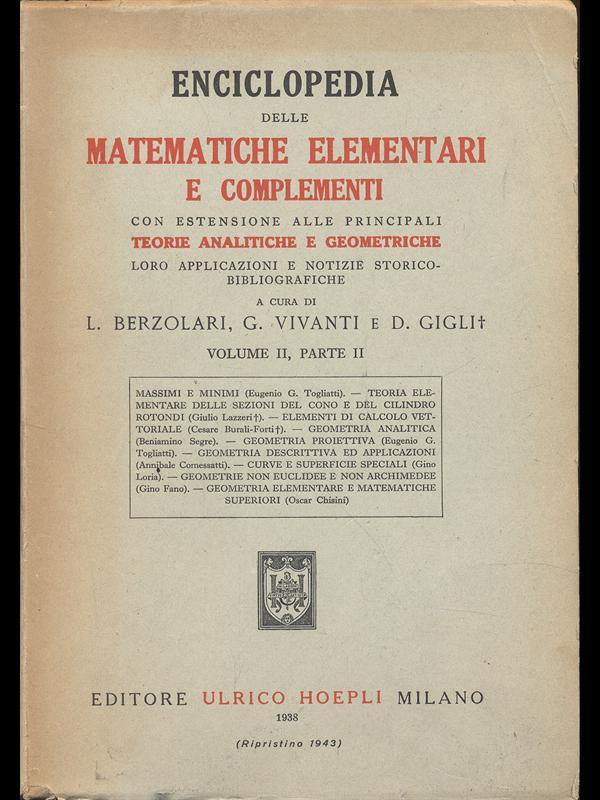 Enciclopedia delle matematiche elementari e complementari. Vol. 2 parte 2