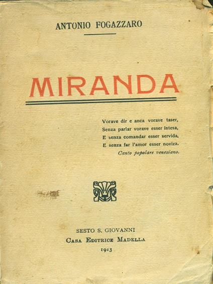 Miranda - Antonio Fogazzaro - copertina