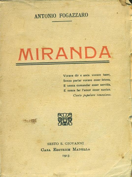 Miranda - Antonio Fogazzaro - copertina