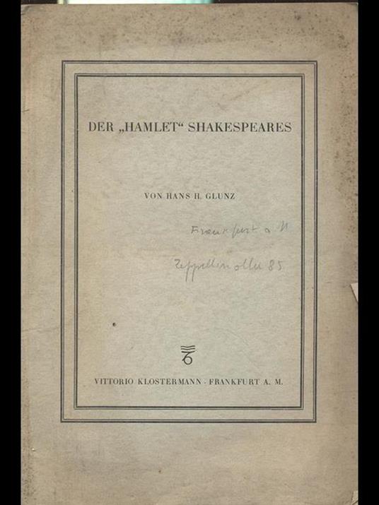 Der Hamlet Shakespeares - copertina