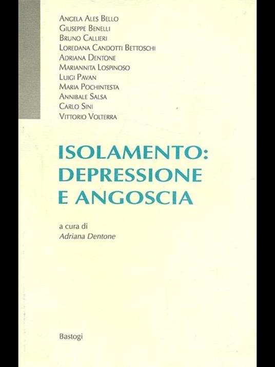 Isolamento: depressione e angoscia - copertina