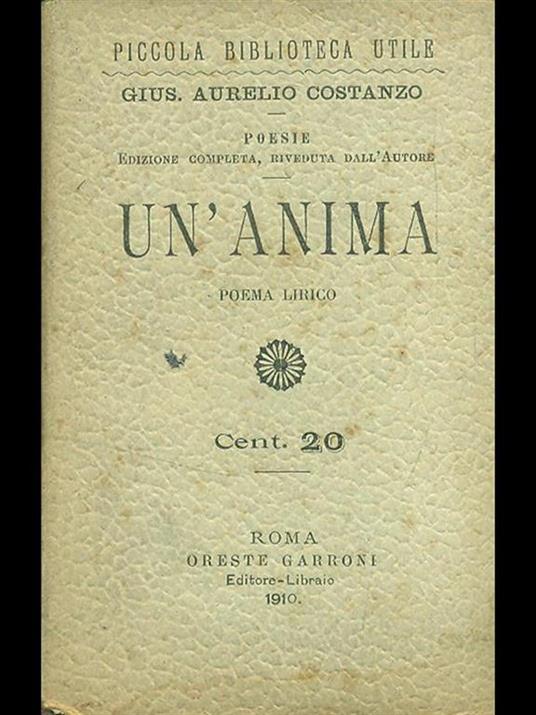 Un' anima - Aurelio Costanzo - copertina