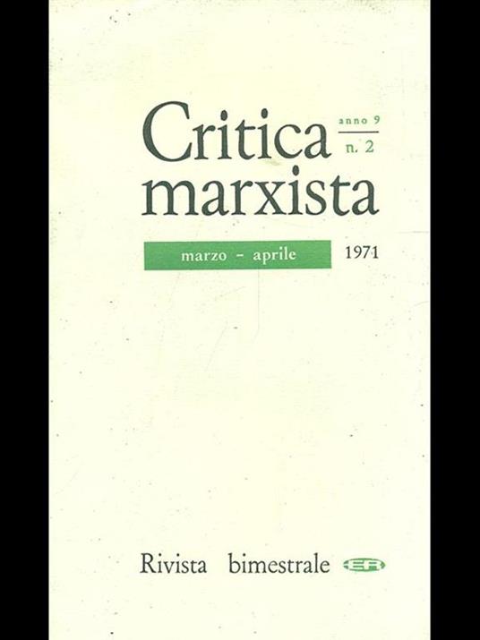 Critica marxista n. 2 / marzo-aprile 1971 - copertina