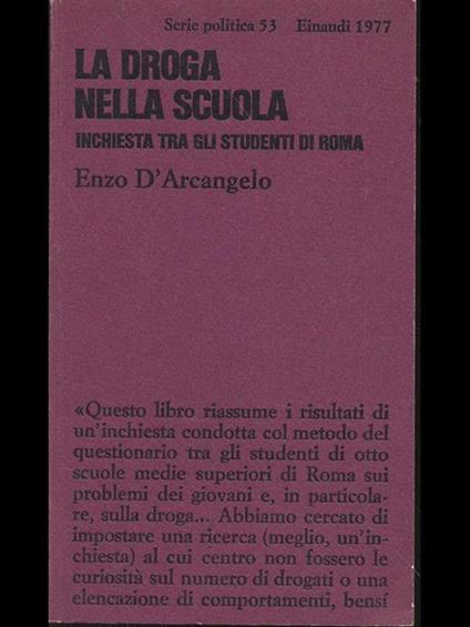 La droga nella scuola - Enzo D'Arcangelo - copertina