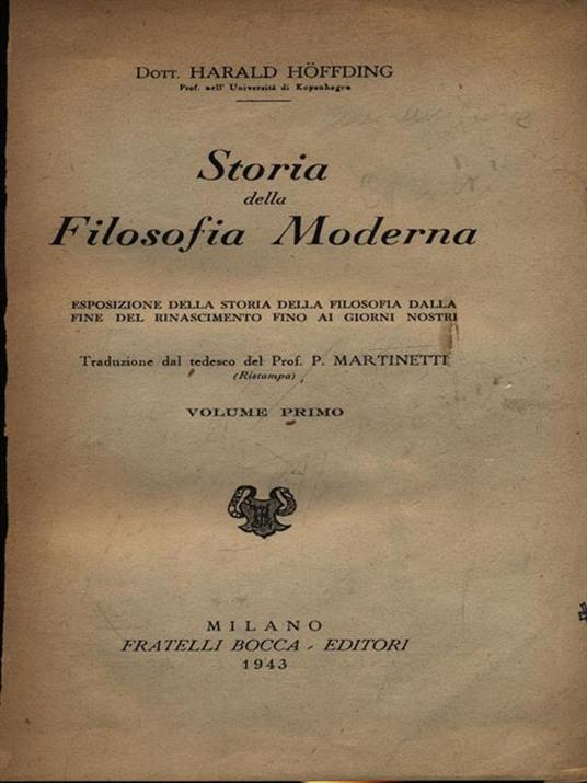 Storia della filosofia moderna - Harold Hoffding - copertina
