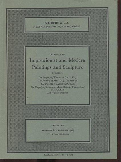Impressionist and Modern Paintings and Sculpture- Thursday 6th december 1973 - copertina
