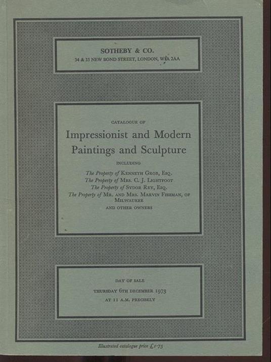 Impressionist and Modern Paintings and Sculpture- Thursday 6th december 1973 - copertina
