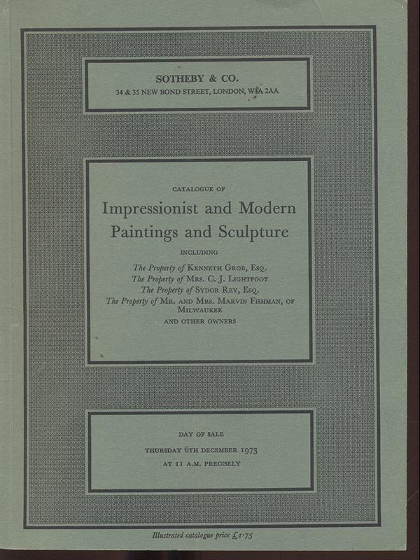 Impressionist and Modern Paintings and Sculpture- Thursday 6th december 1973