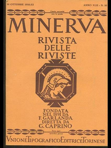 Minerva. Rivista delle riviste n. 20/30ottobre 1932 - copertina