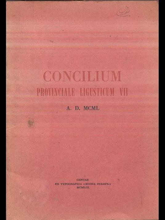Concilium Provinciale Ligusticum VII. a. D. MCML - copertina