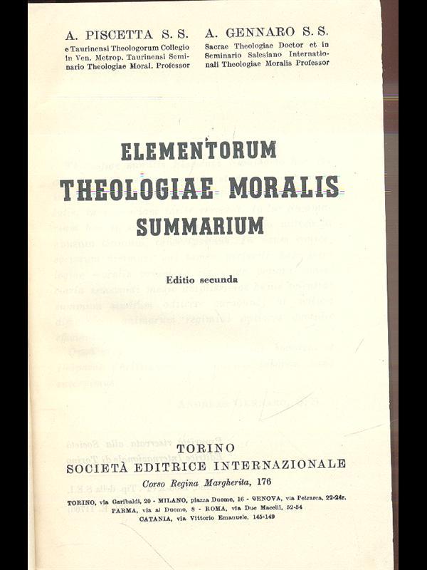 Elementorum Theologiae Moralis Summarium