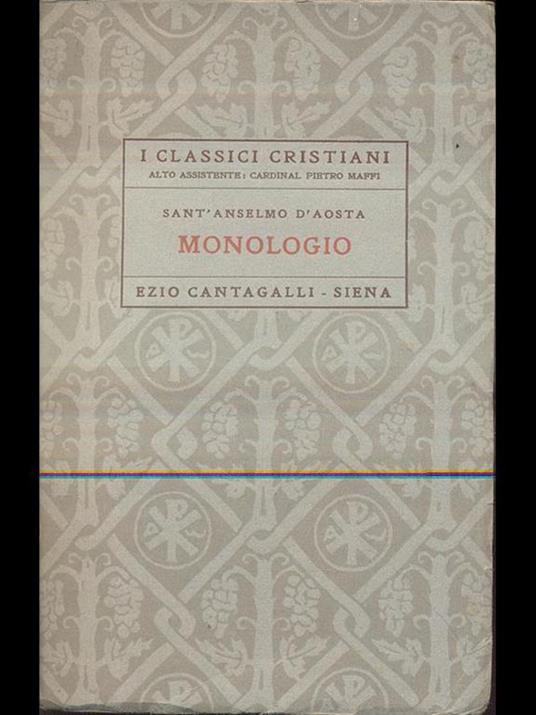 Monologio - Anselmo d'Aosta (sant') - copertina