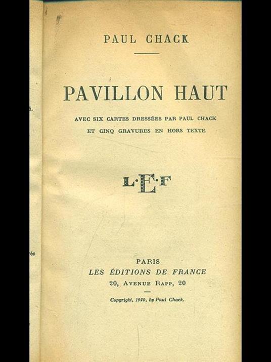 Pavillon haut - Paul Chack - copertina