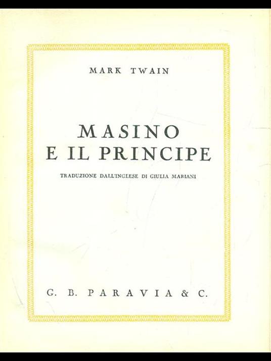 Masino e il principe - Mark Twain - copertina