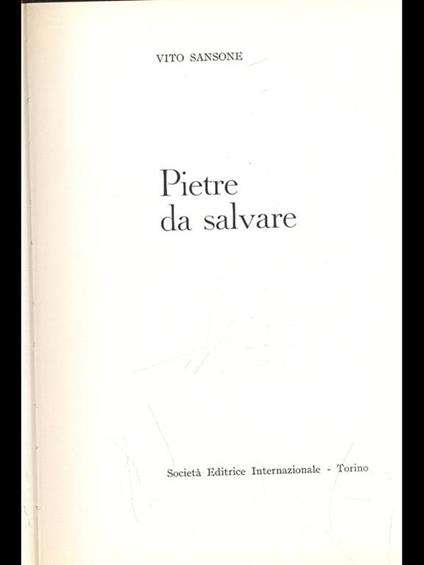Pietre da salvare - Vito Sansone - copertina