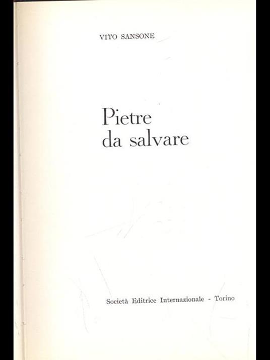 Pietre da salvare - Vito Sansone - copertina