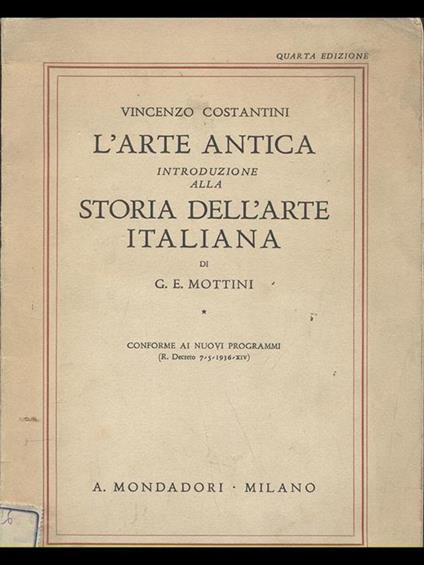 L' arte antica. Introduzione alla storia dell'arte italiana - Vincenzo Costantini - copertina