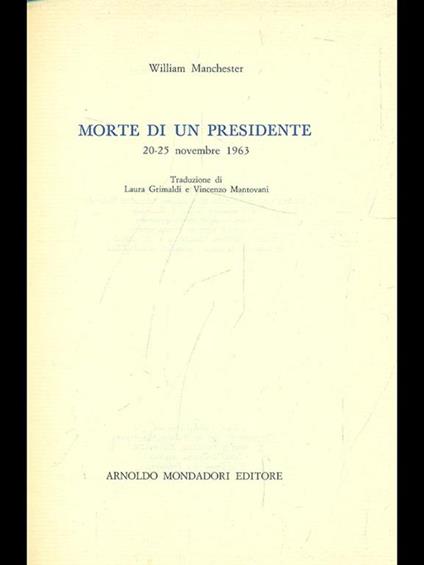 Morte di un presidente - William Manchester - copertina