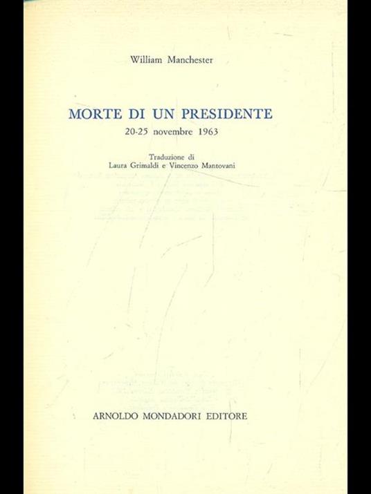 Morte di un presidente - William Manchester - copertina