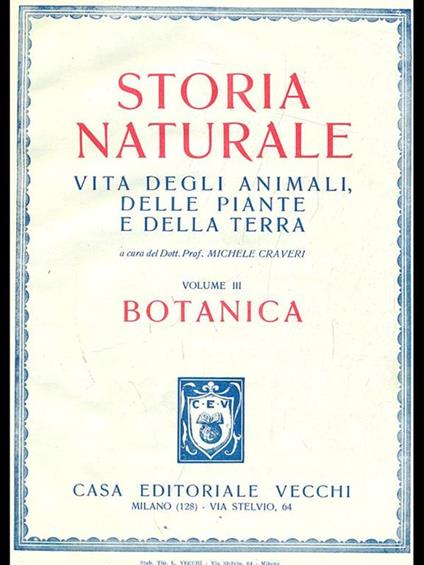 Storia naturale Vol. 3. Botanica - Michele Craveri - copertina