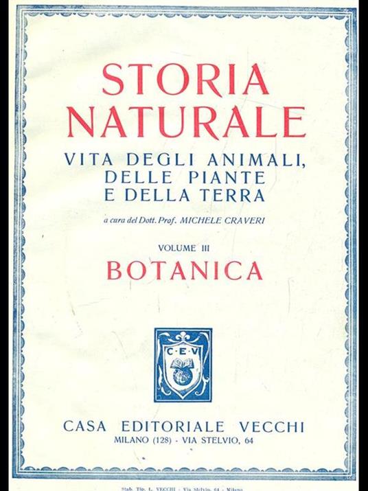 Storia naturale Vol. 3. Botanica - Michele Craveri - copertina