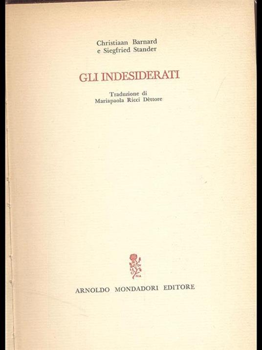 Gli indesiderati  - Christian Barnard,Siegfried Stander - copertina
