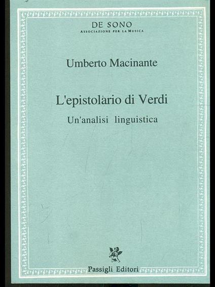 L' epistolario di Verdi. Un'analisi linguistica - Umberto Macinante - copertina
