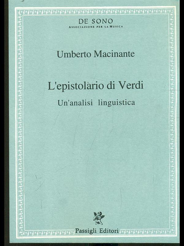 L' epistolario di Verdi. Un'analisi linguistica