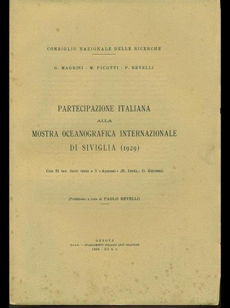 Partecipazione italiana alla mostra oceanografica internazionale di Siviglia (1929) - copertina