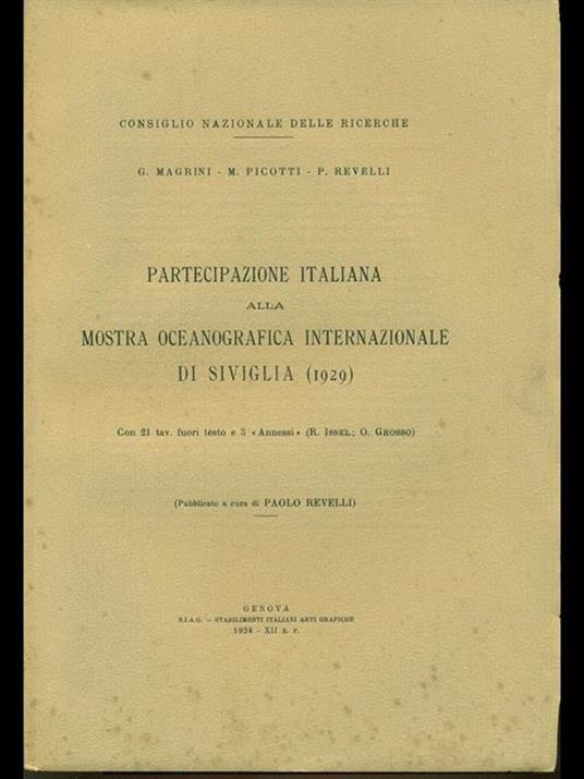 Partecipazione italiana alla mostra oceanografica internazionale di Siviglia (1929) - copertina