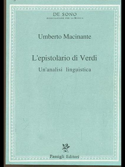 L' epistolario di Verdi. Un'analisi linguistica - Umberto Macinante - copertina