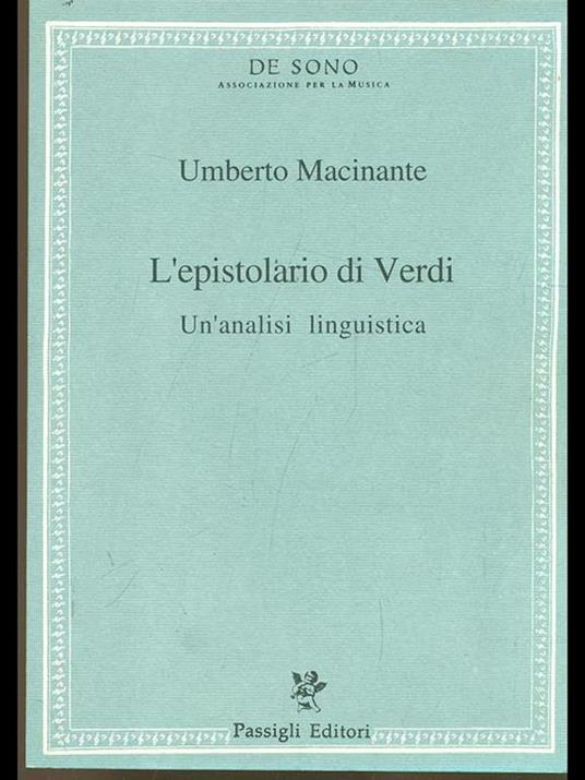 L' epistolario di Verdi. Un'analisi linguistica - Umberto Macinante - copertina