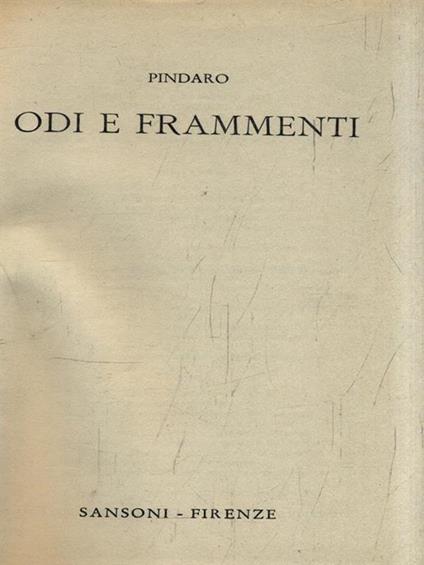 Odi e frammenti - Pindaro - copertina