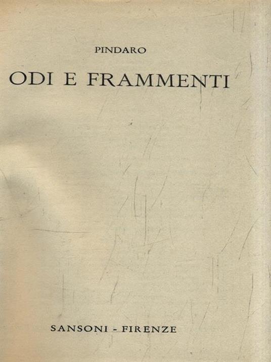 Odi e frammenti - Pindaro - copertina