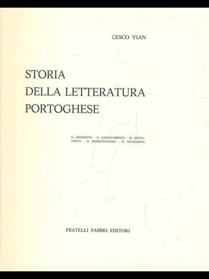 Storia della letteratura portoghese - Cesco Vian - copertina