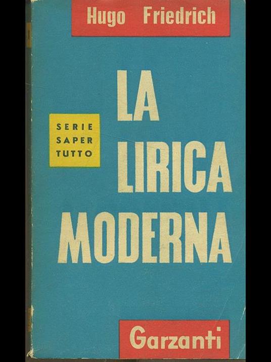 La lirica moderna - Hugo Friedrich - copertina