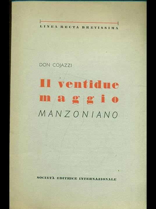 Il ventidue maggio manzoniano - Antonio Cojazzi - copertina