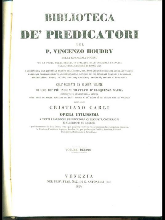 Biblioteca de Predicatori. Vol. 10 - Vincent Houdry - copertina