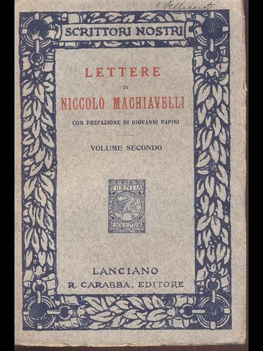 Lettere vol.2 2 - Niccolò Machiavelli - copertina