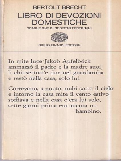 Libro di devozioni domestiche - Bertolt Brecht - copertina