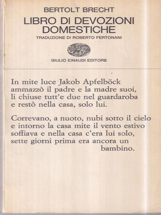 Libro di devozioni domestiche - Bertolt Brecht - copertina